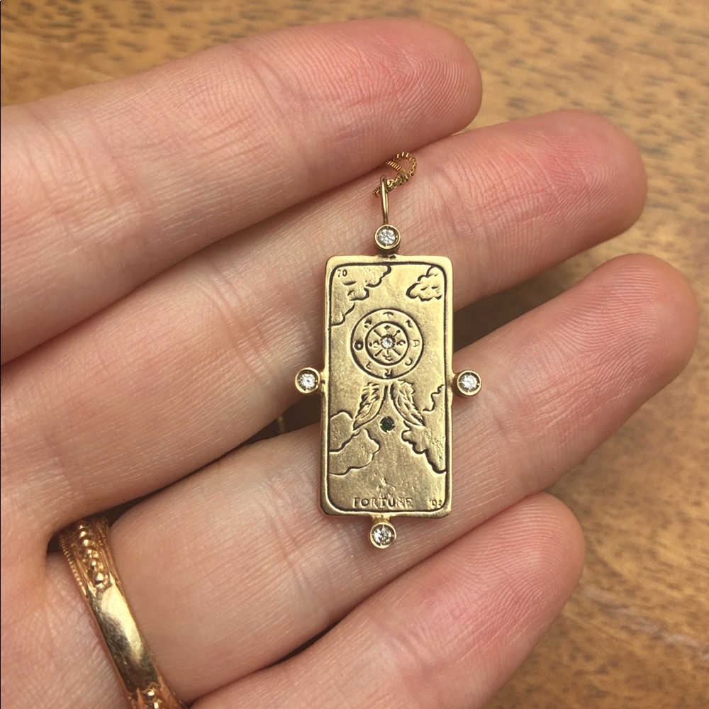 Custom Sofia Zakia wheel of fortune pendant 14k solid gold